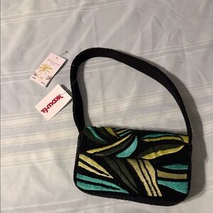 Vibrant Black and Green Women's Shoulder Bag